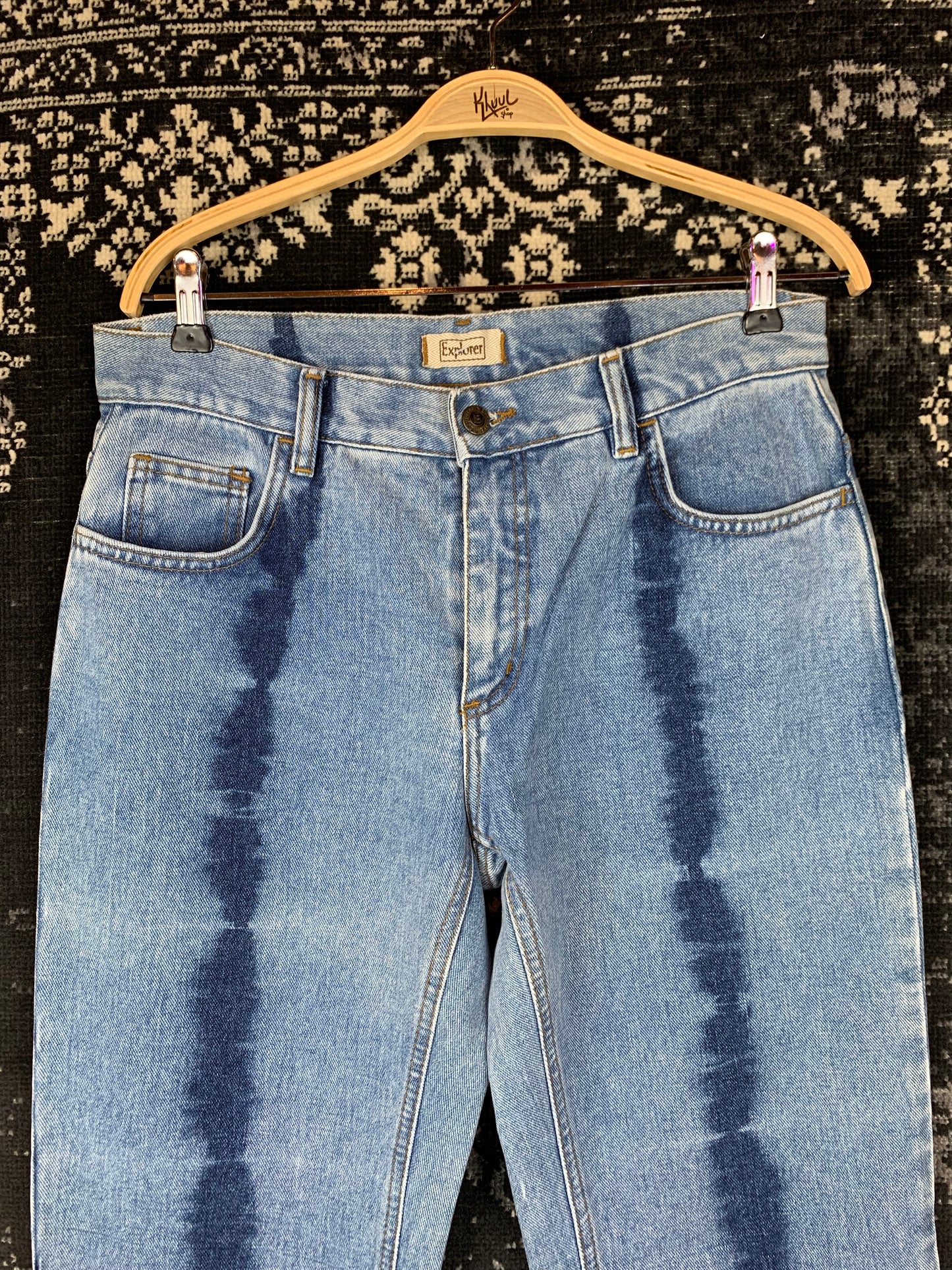 Explorer Y2K Style High Waist Blue Straight Leg Jeans