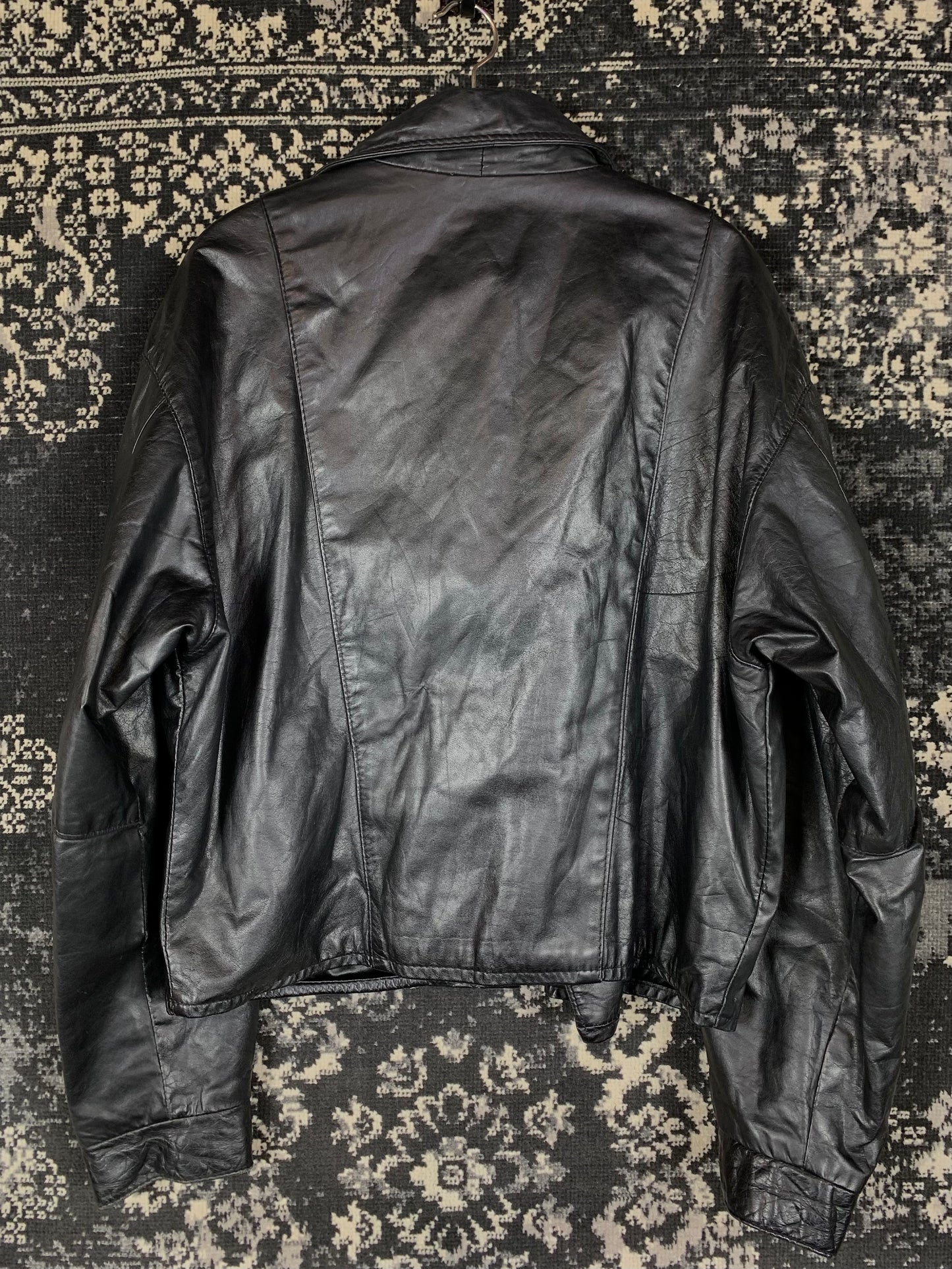 Men's Vintage Esquire Black Leather Motorcycle Jacket