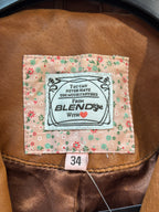 Blend Caramel Brown Leather Blazer Jacket