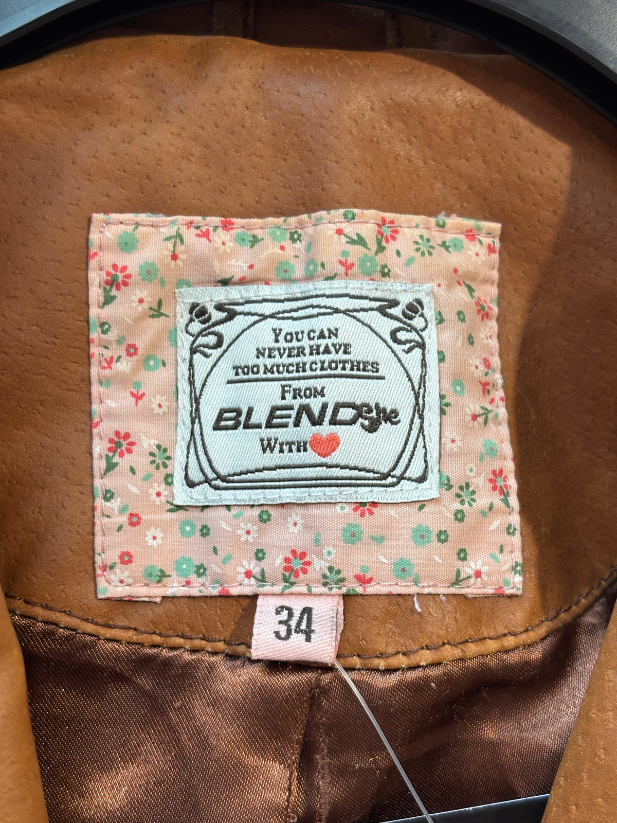 Blend Caramel Brown Leather Blazer Jacket