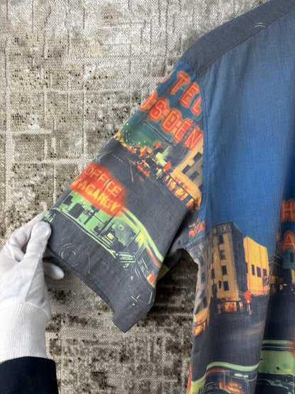 Mens Vintage Graphic Button Up Shirt