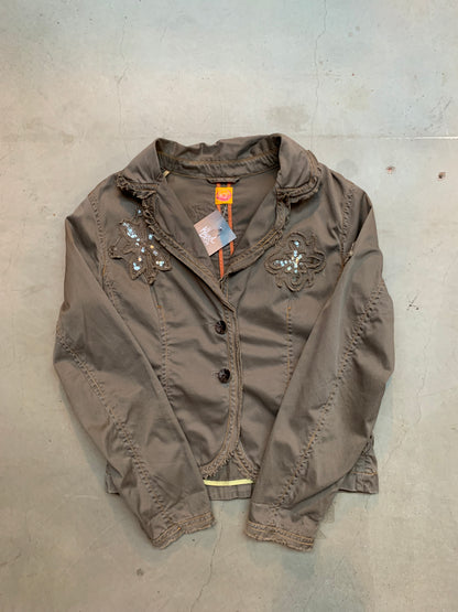 Y2K Taupe Brown Fitted Jacket