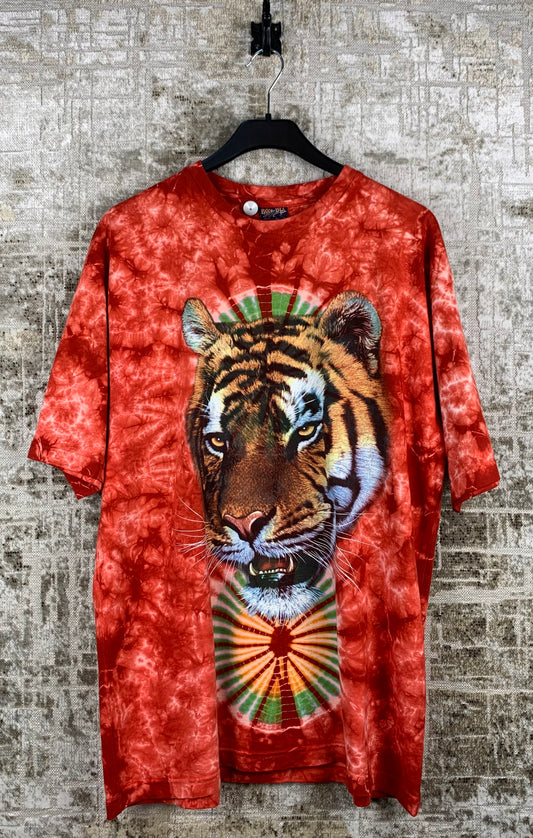Mens Y2K Bon Jovi Tiger Graphic Tie Dye T Shirt