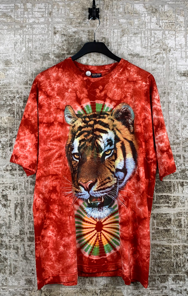 Mens Y2K Bon Jovi Tiger Graphic Tie Dye T Shirt