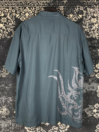 Mens Y2K Santino Tribal Button Up Shirt