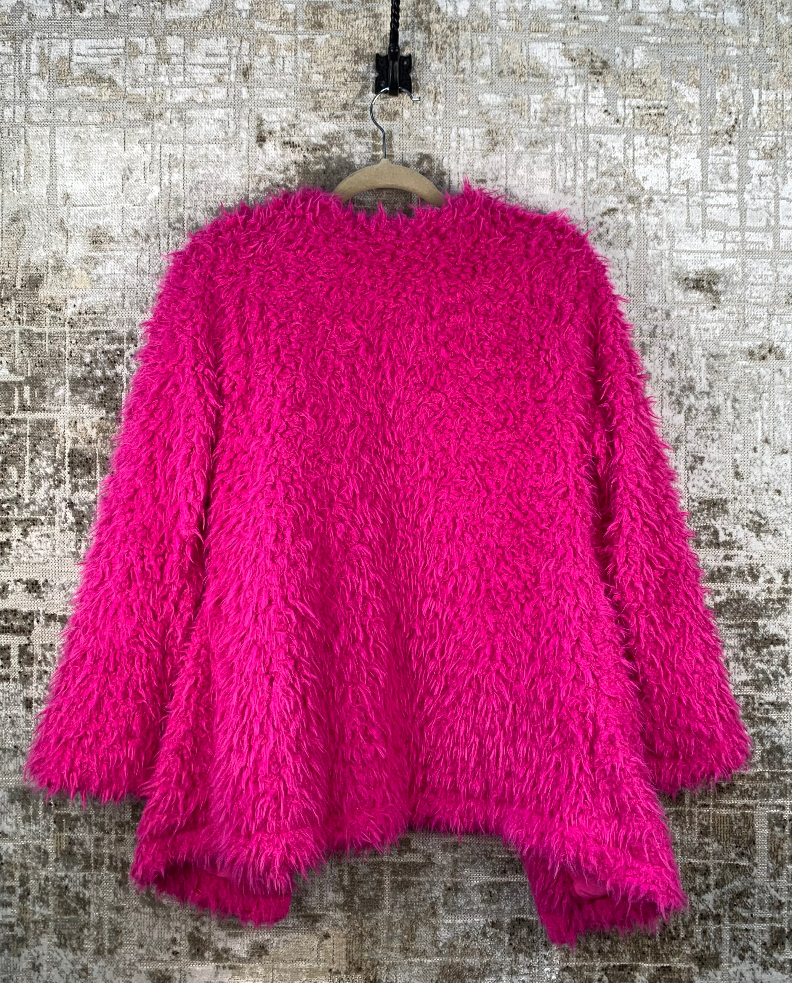 Women's Bright Pink Fluffy Jacket