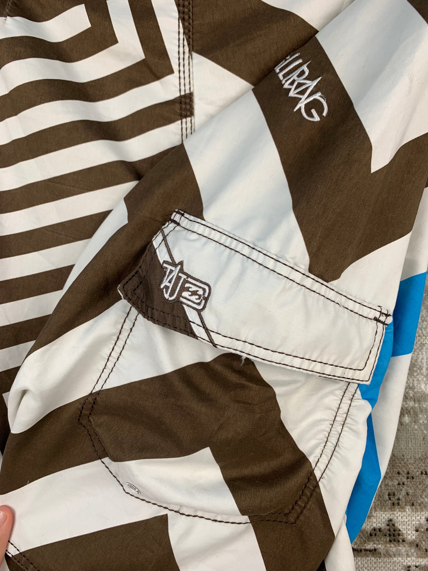 BillaBong Blue White and Brown Design Shorts