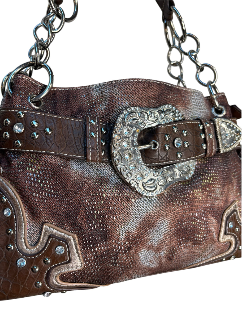 Western Rhinestone Buckle Shoulder Bag