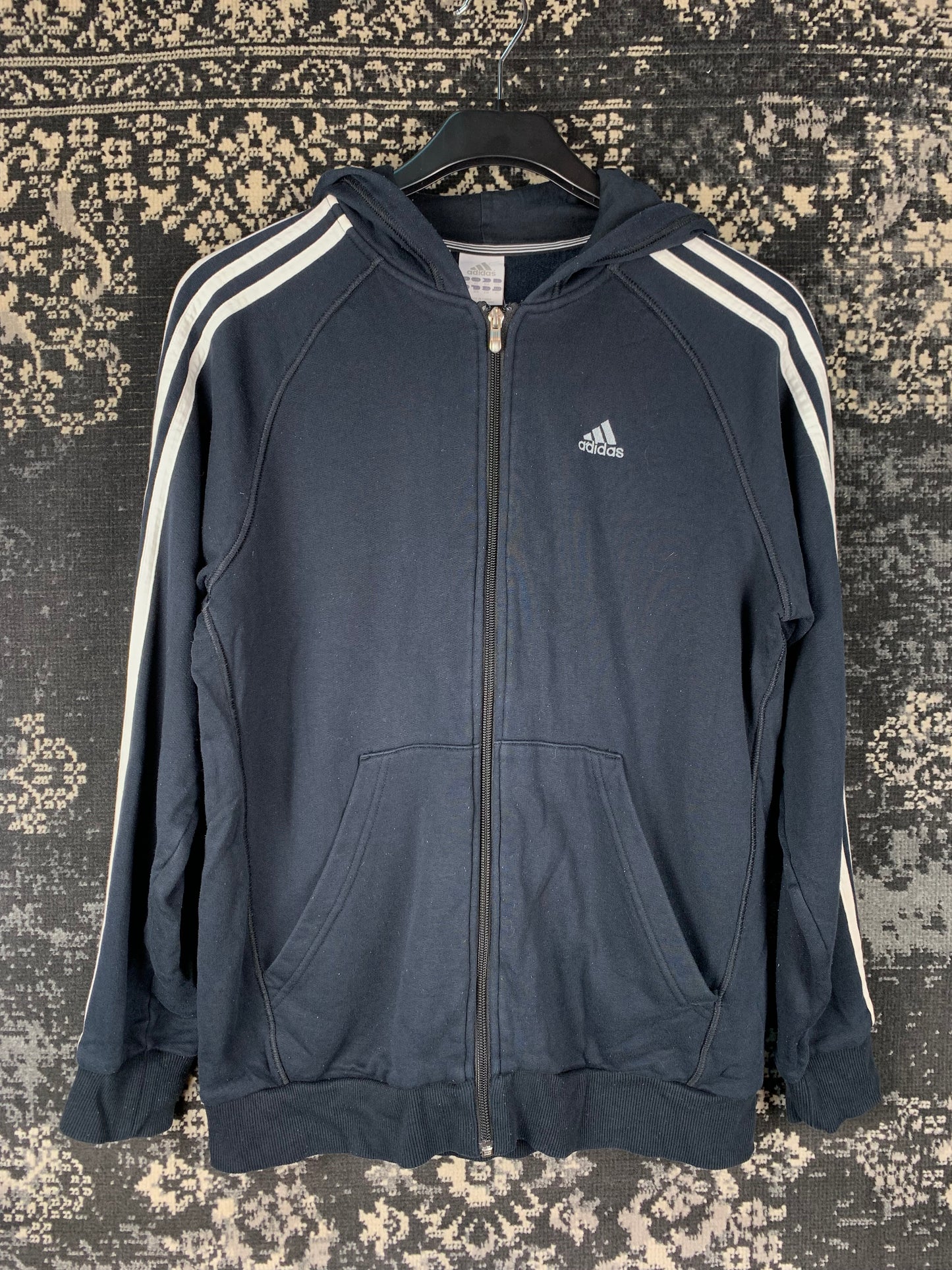 Men's Vintage Adidas Black Zip-Up Hoodie