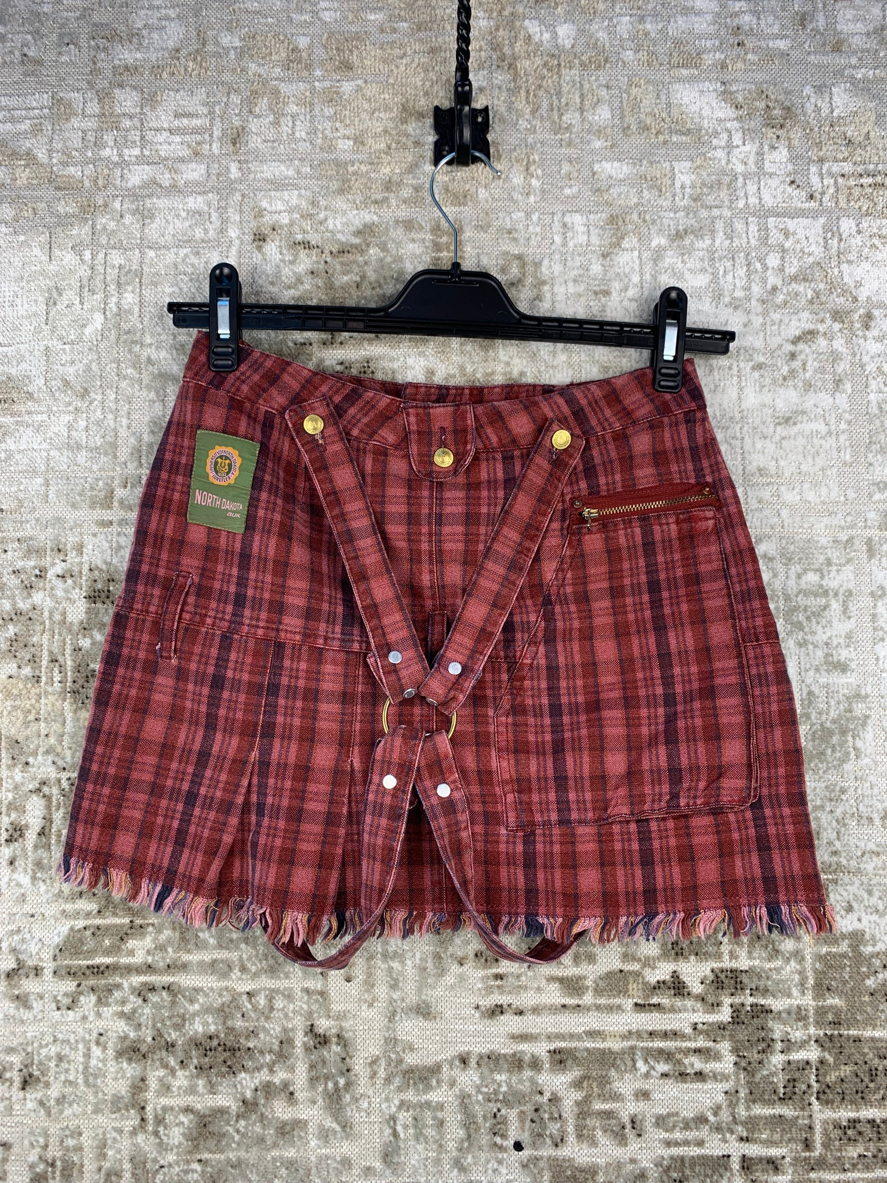 Womens Vintage Checkered Mini Skirt