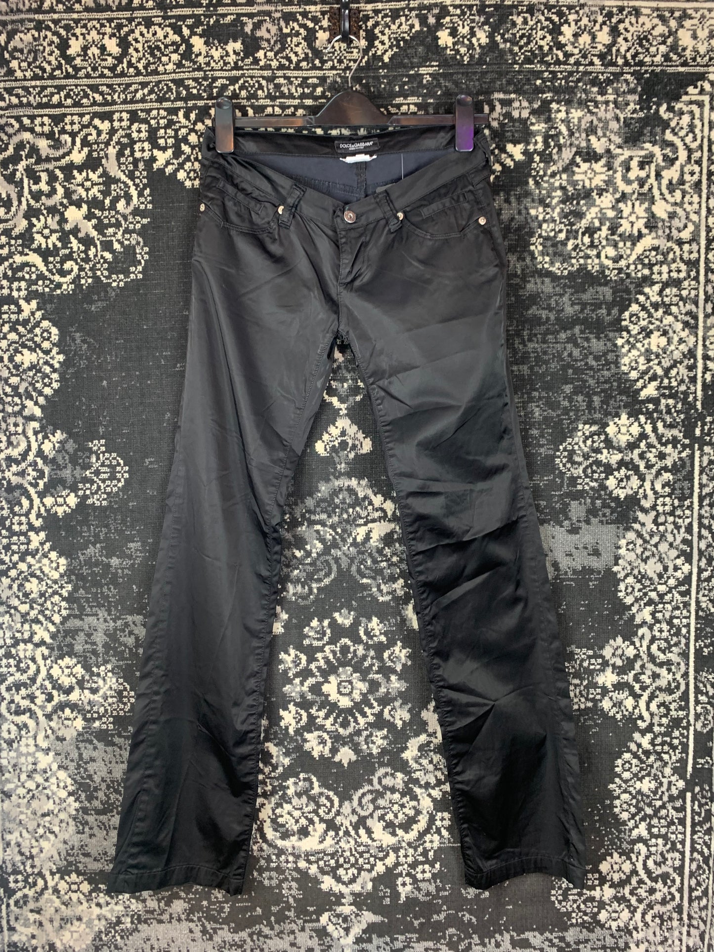 Y2K Women's Dolce&Gabbana Black Satin Trousers