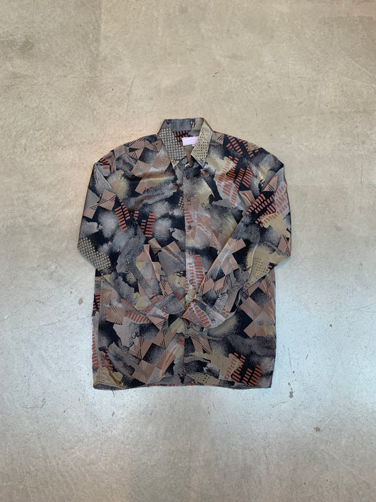Gianni Versace Colorful Pattern Long Sleeve Button Up Shirt
