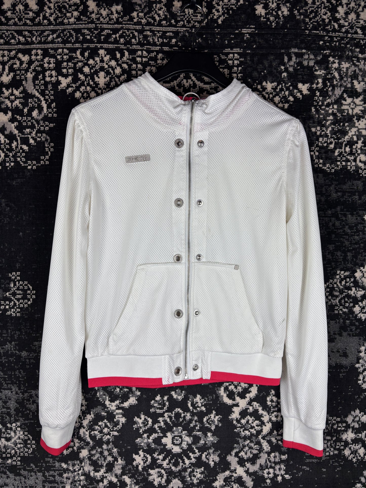 Women's Y2K SPEX White Mesh Zip Hoodie