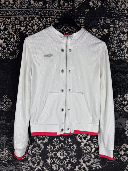 Women's Y2K SPEX White Mesh Zip Hoodie