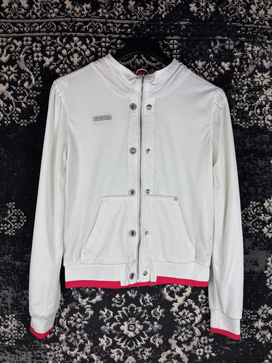 Women's Y2K SPEX White Mesh Zip Hoodie