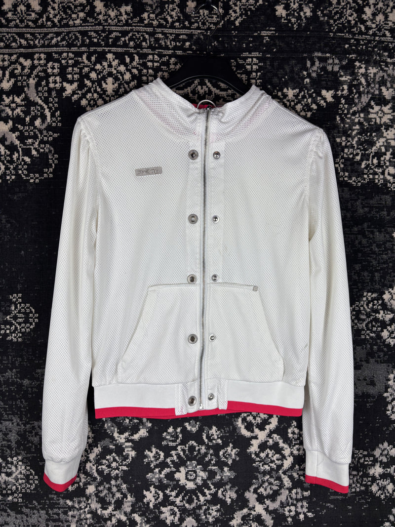 Women's Y2K SPEX White Mesh Zip Hoodie