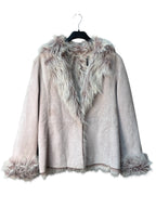 TodaysWoman Y2K Penny Lane Faux Fur Trim Jacket
