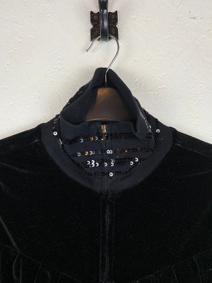 Fracomina Black Velvet Zip-Up Hoodie