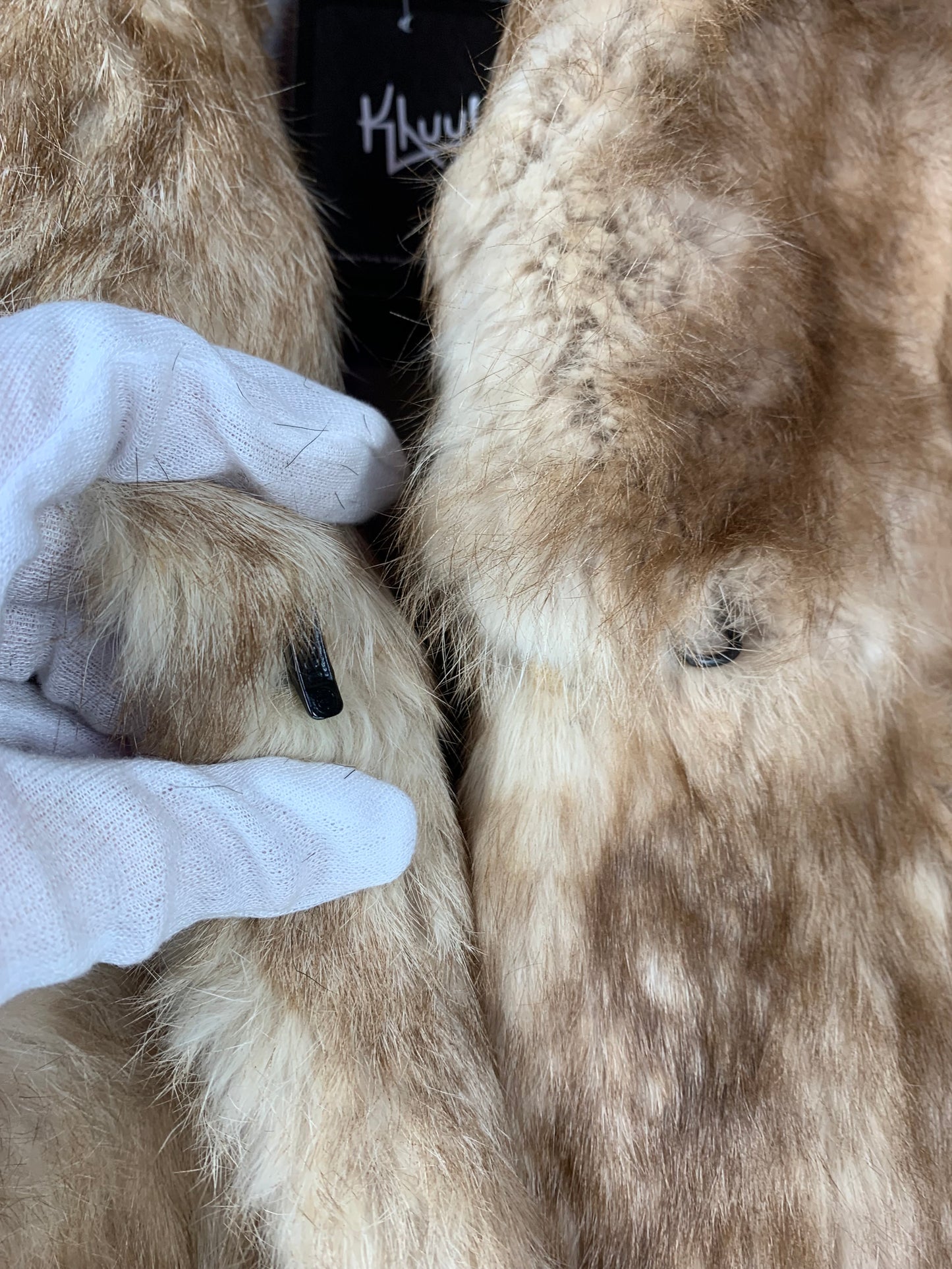 Women's Vintage Beige Genuine Rabbit Fur Coat