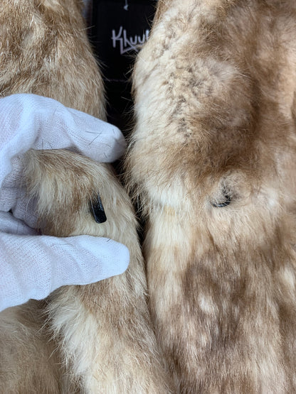 Women's Vintage Beige Genuine Rabbit Fur Coat