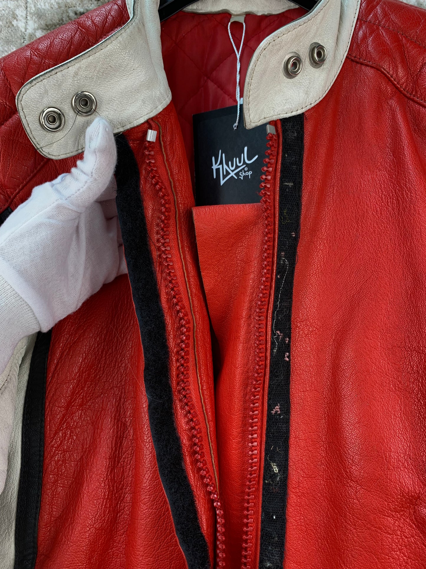 Mens Vintage Akta Getskinn Red Motorcycle Leather Jacket