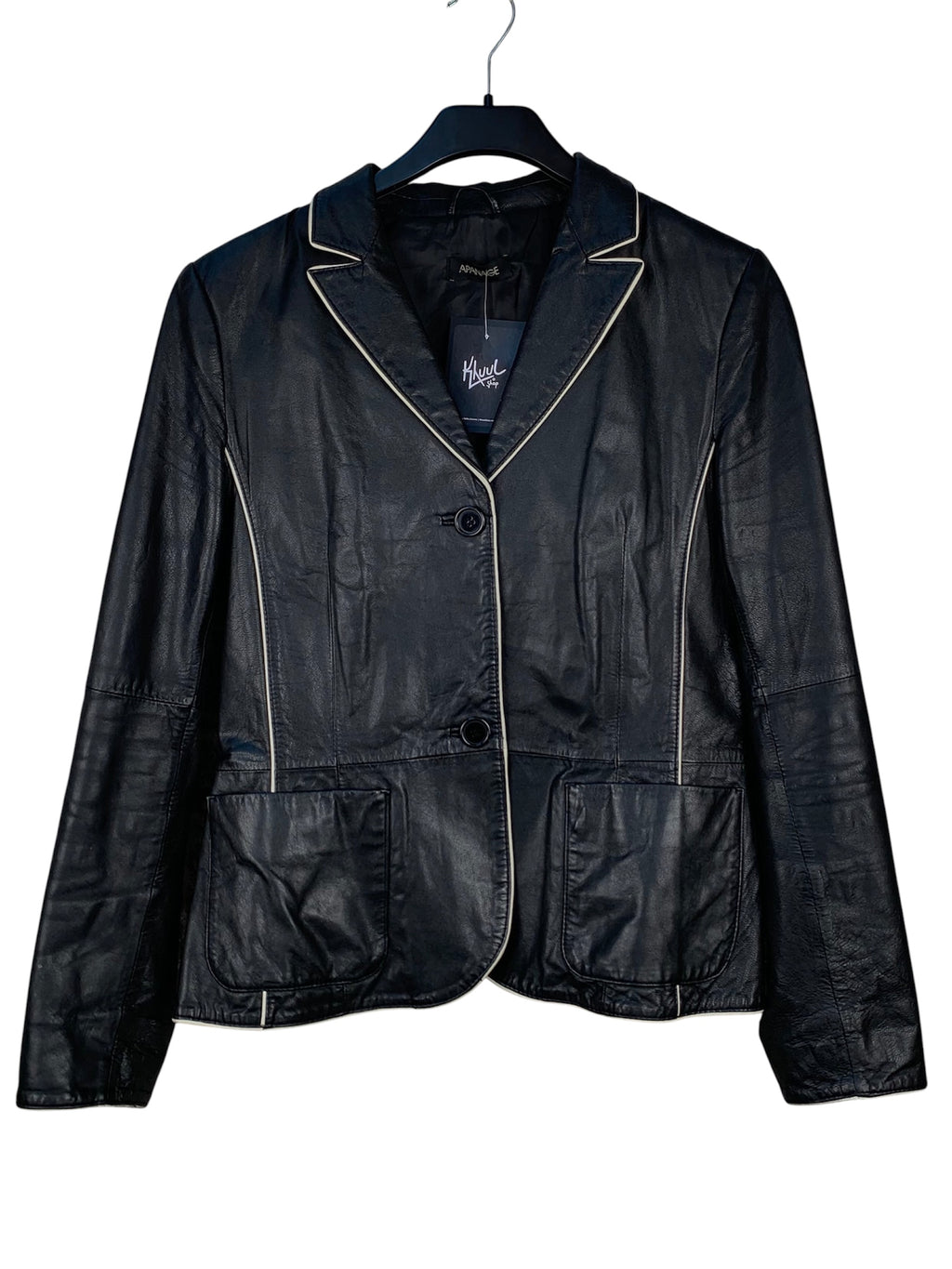 Womens Black with White Leather Jacket