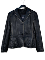 Womens Black with White Leather Jacket