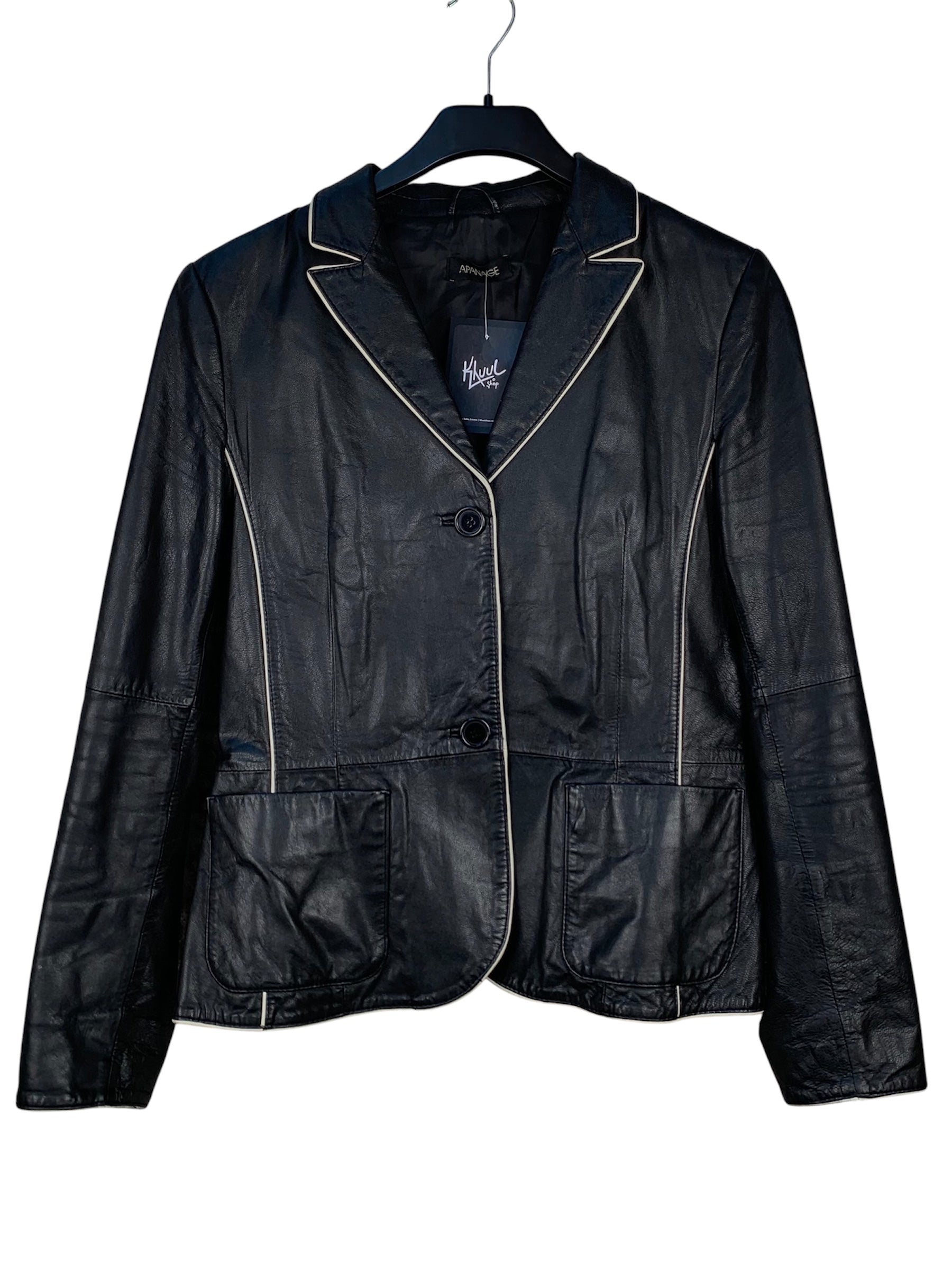 Womens Black with White Leather Jacket