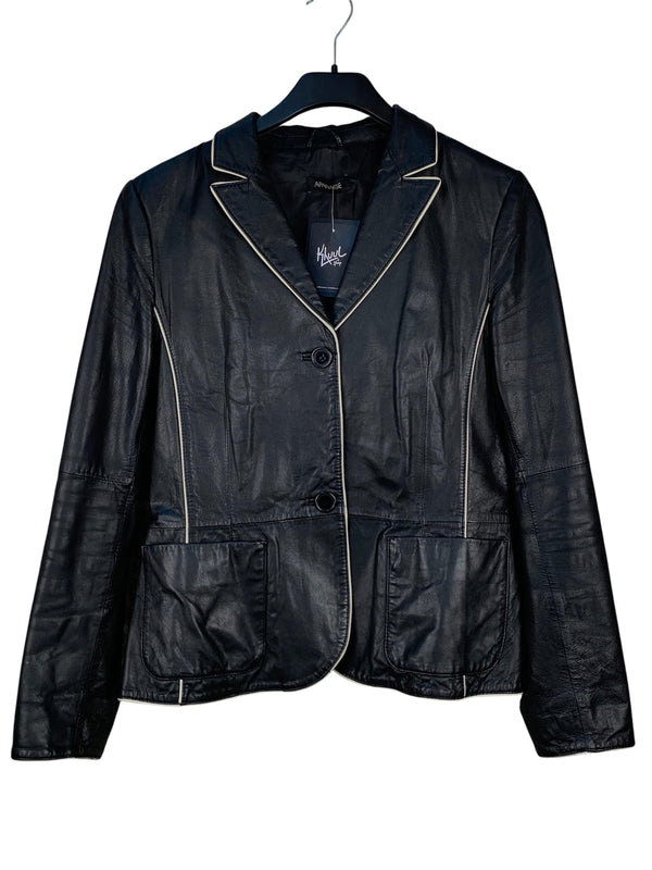 Womens Black with White Leather Jacket