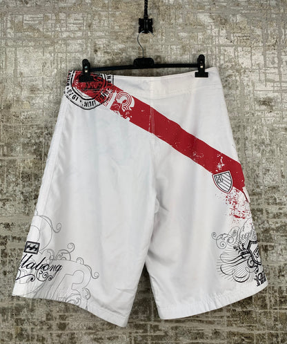 BillaBong White Red and Black Design Shorts