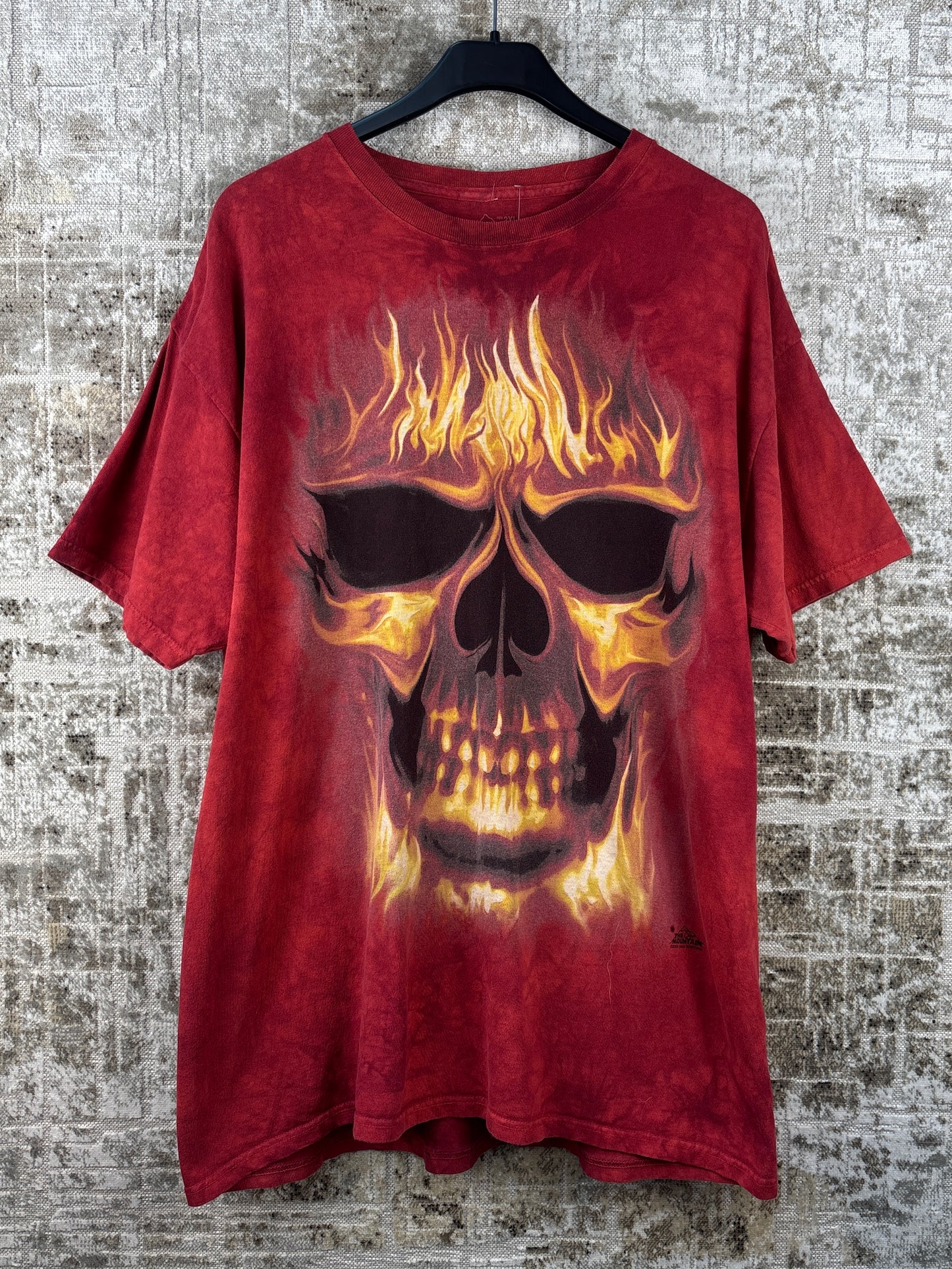 Mens Y2K The Mountain Flame Skull Graphic T Shirt