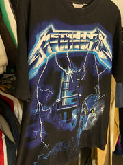 Vintage Metallica Short Sleeve Shirt Black Big Print Ride The Lightning XL Mens