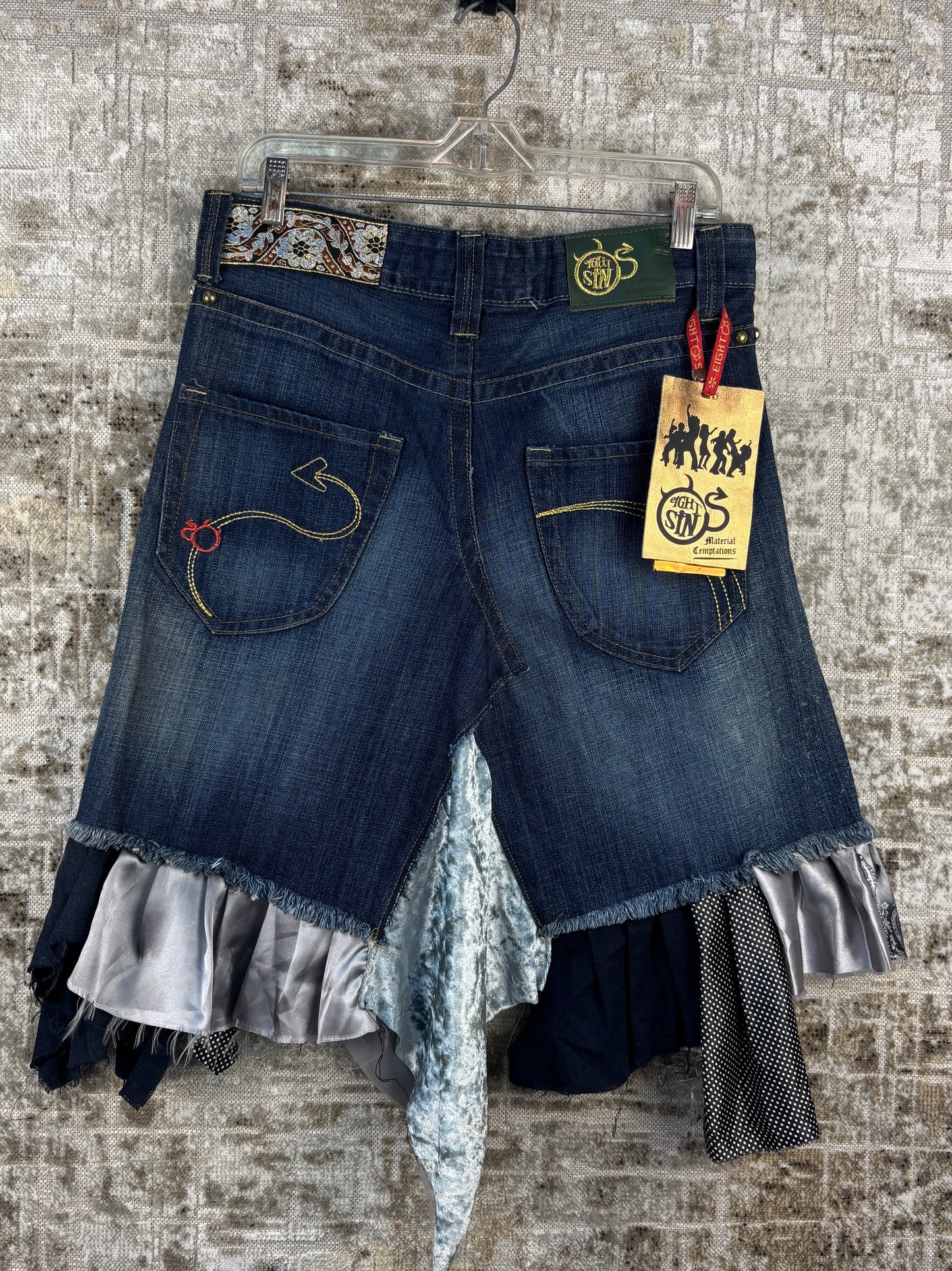 Womens Vintage Asymmetric Denim Midi Skirt