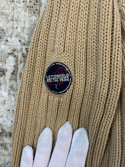 Men's Y2K Beige Knit Zip Sweater