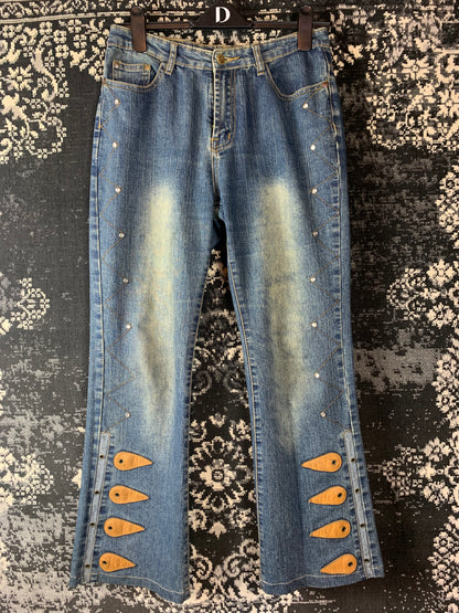 Women's Y2K Style Ankle Length Blue Jeans