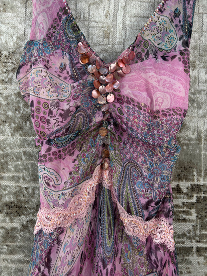 Women's Y2K Pastel Toned Beaded Viscose Dress