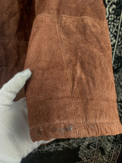 Men’s Vintage Brown Suede Sherpa Coat