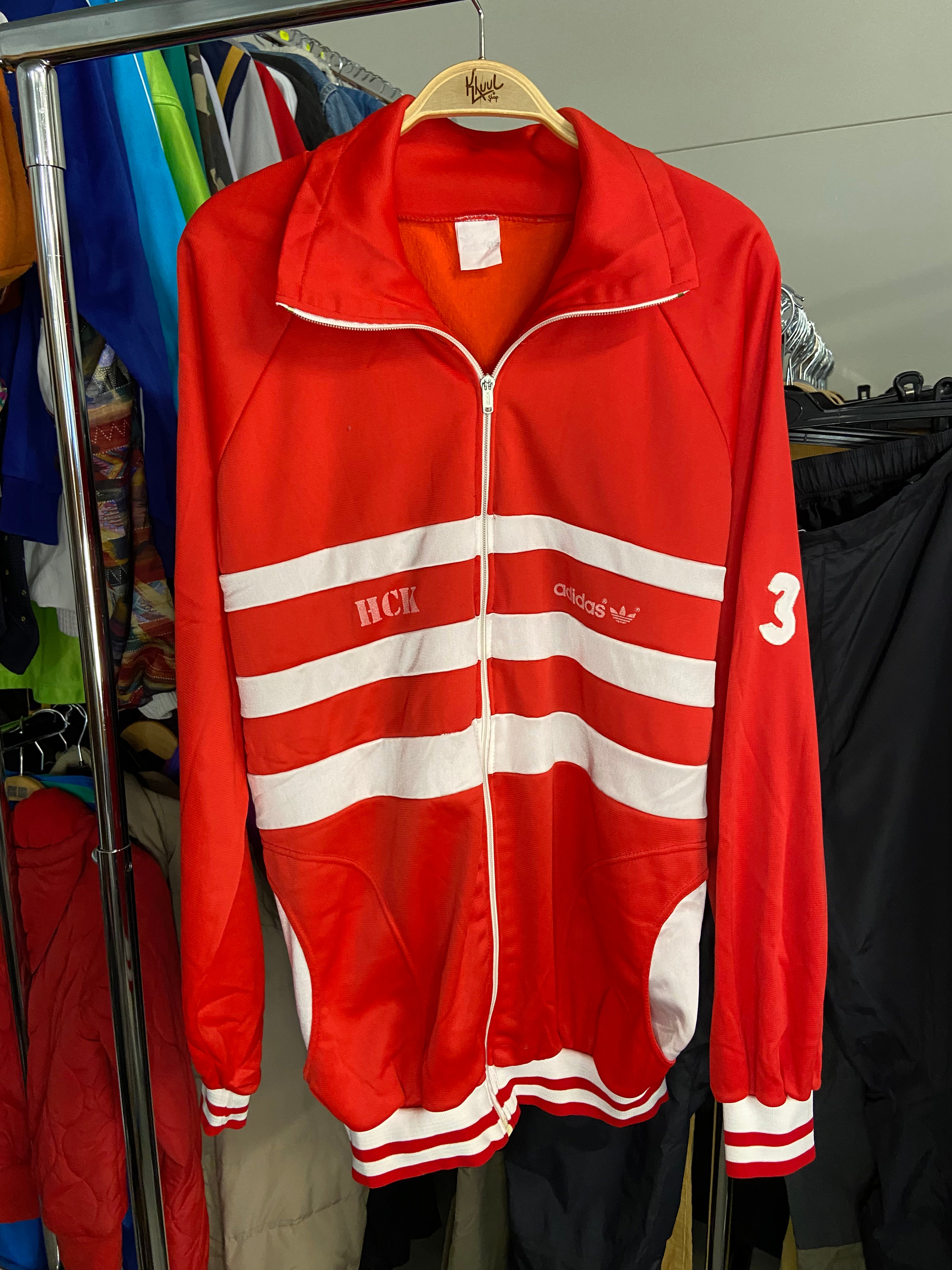 Vintage Adidas Red White Stripe Track Jacket Men's XL Retro Athletic