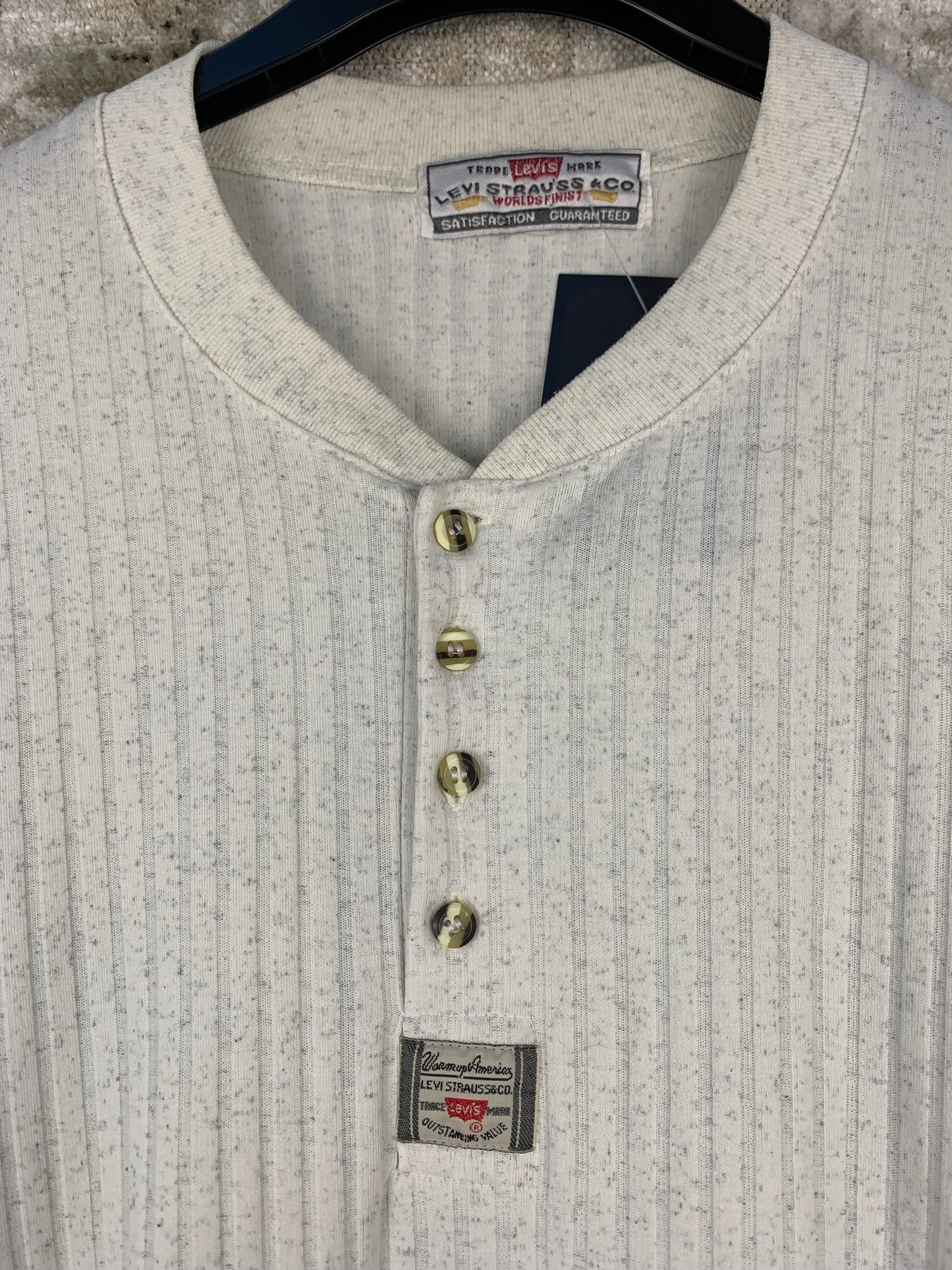 Men's Vintage Levi Strauss Beige Ribbed T-Shirt