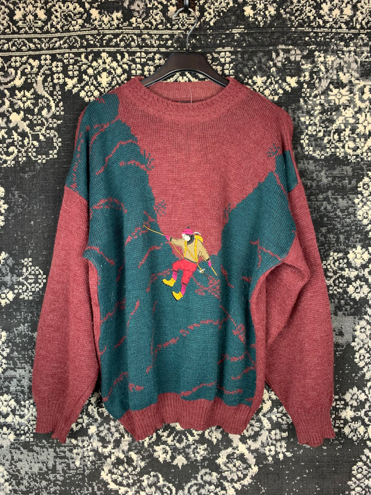 Men's Vintage Mountain Climber Embroidered Sweater