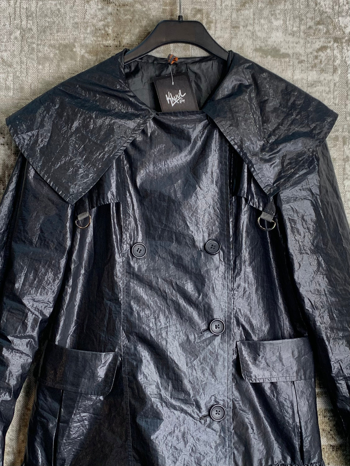 Metallic Shine Hooded Bubble Hem Coat