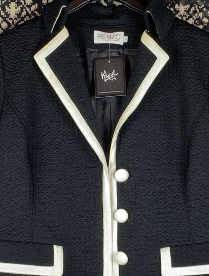 Women's Vintage Black and White Coquette Blazer