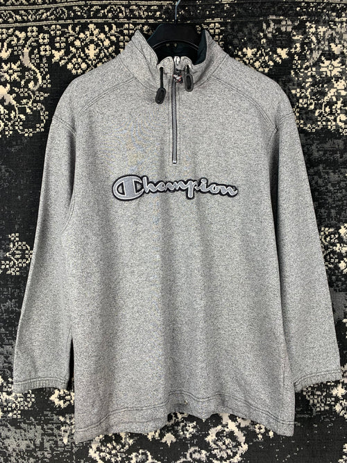 Men’s Champion Quarter Zip Grey Pullover Hoodie
