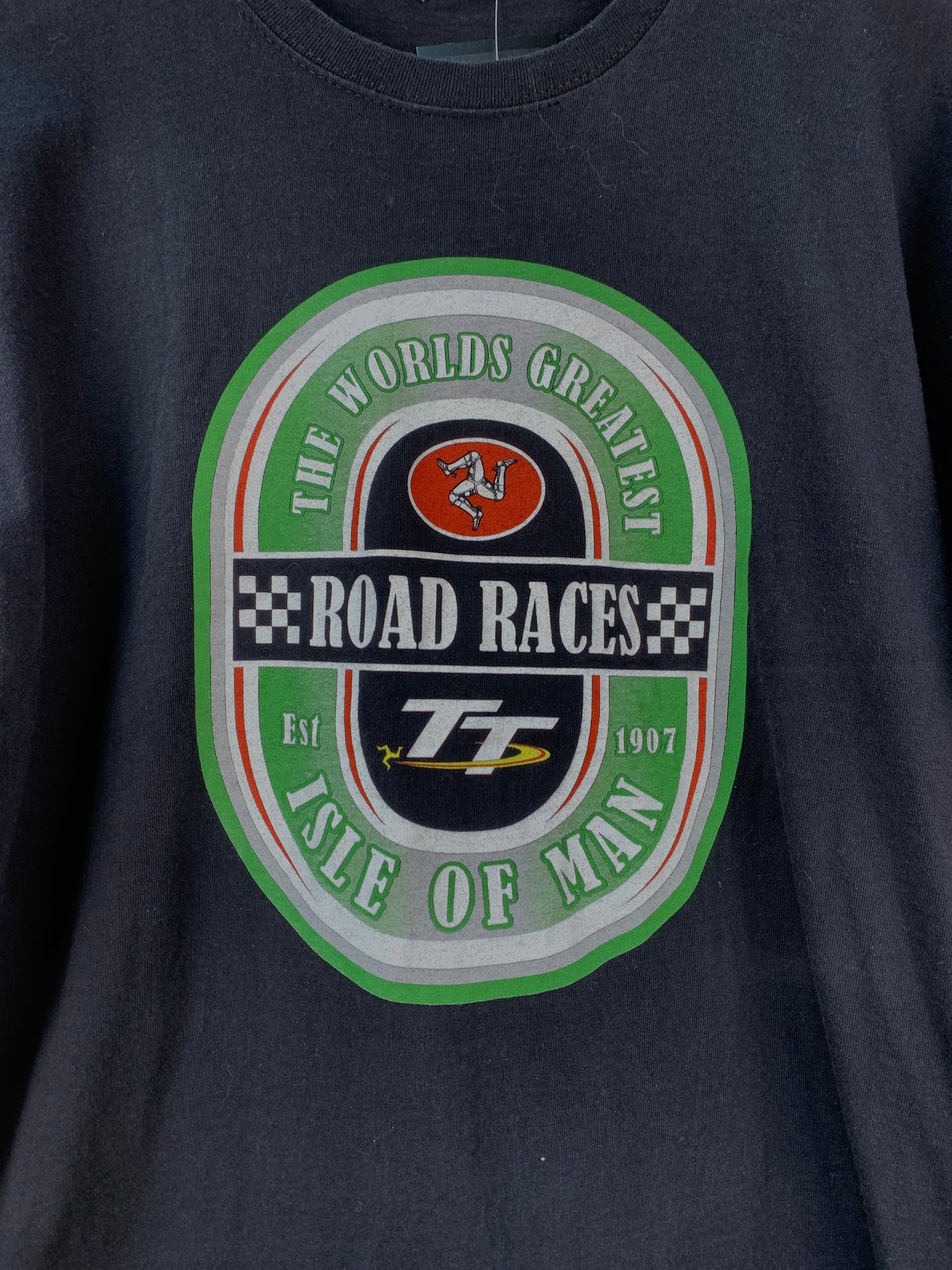 Mens Vintage The Isle Of Man TT Motorcycle Black T Shirt
