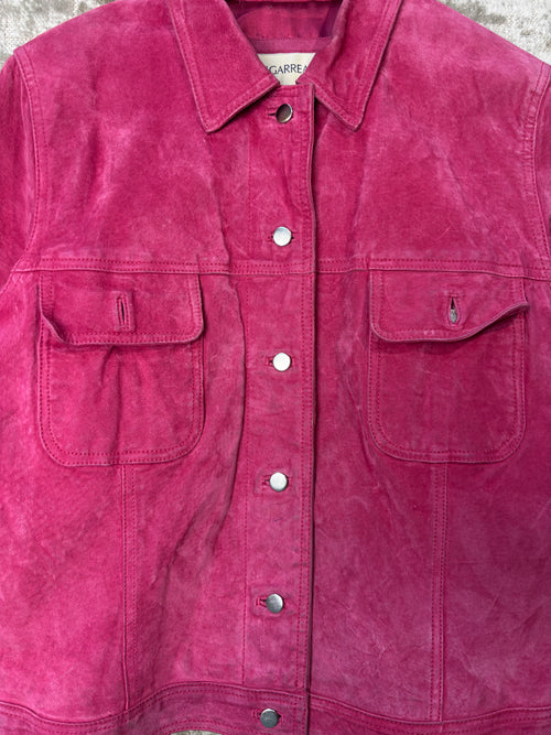 Bigarreau Hot Pink Suede Trucker Jacket