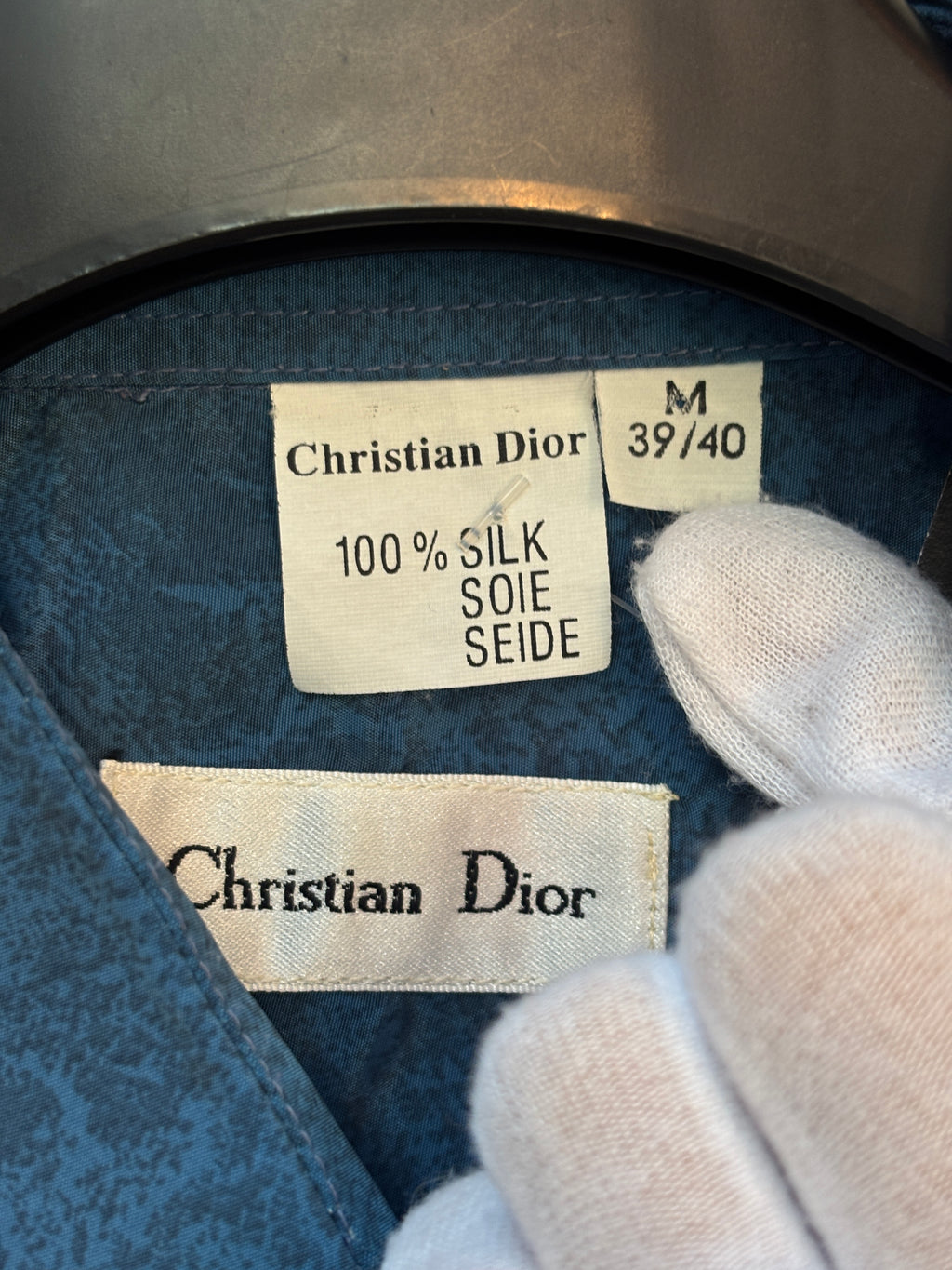 Mens Vintage Christian Dior 100% Silk Button Up Shirt