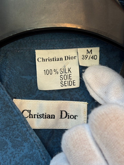Mens Vintage Christian Dior 100% Silk Button Up Shirt