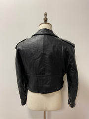 Vintage Women's Black Leather Biker Jacket Size S