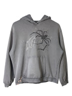 Rhinestone Spider Web Washed Grey Hoodie
