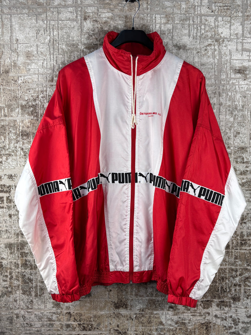 Mens Vintage Puma Red White Windbreaker Jacket